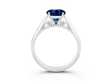 White gold Round Cut Blue Sapphire Solitaire Engagement Ring with Cathedral Setting and Four-Prong Mount_33