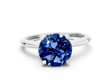 White gold Round Cut Blue Sapphire Solitaire Engagement Ring with Classic Band and Four-Prong Setting_12