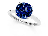 White gold Round Cut Blue Sapphire Solitaire Engagement Ring with Classic Band and Four-Prong Setting_13