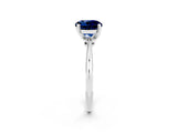 White gold Round Cut Blue Sapphire Solitaire Engagement Ring with Classic Band and Four-Prong Setting_14