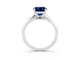 White gold Round Cut Blue Sapphire Solitaire Engagement Ring with Classic Band and Four-Prong Setting_15