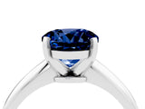 White gold Round Cut Blue Sapphire Solitaire Engagement Ring with Classic Band and Four-Prong Setting_16