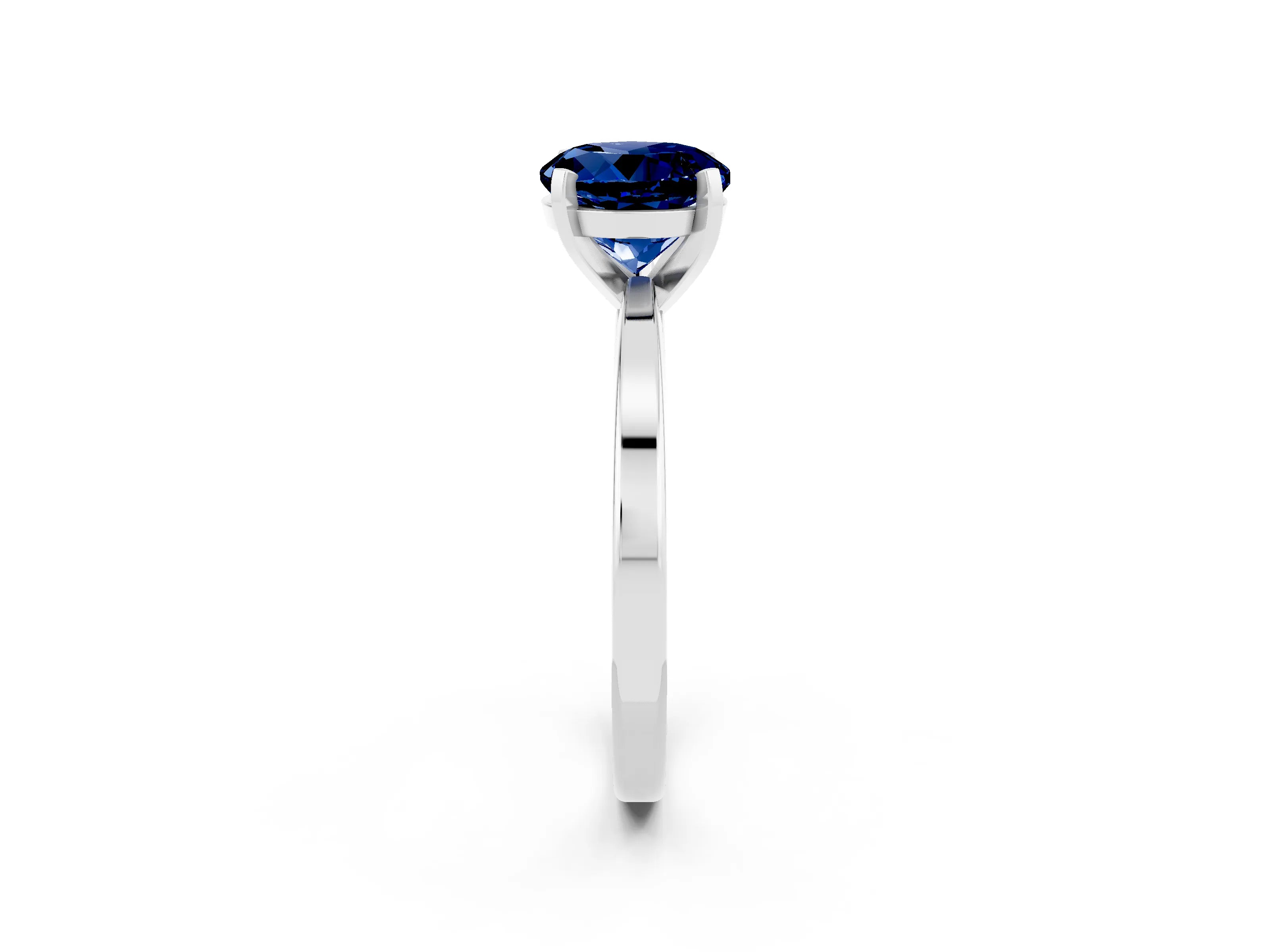 White gold Round Cut Blue Sapphire Solitaire Engagement Ring with Classic Band and Four-Prong Setting_26