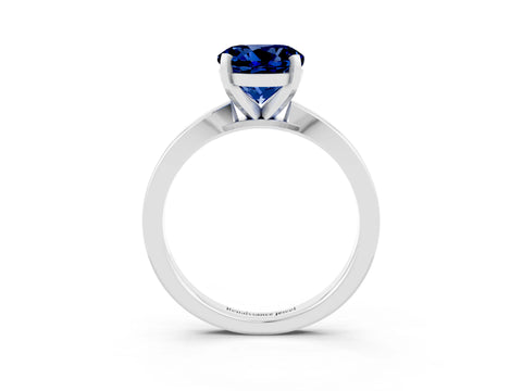 White gold Round Cut Blue Sapphire Solitaire Engagement Ring with Classic Band and Four-Prong Setting_27
