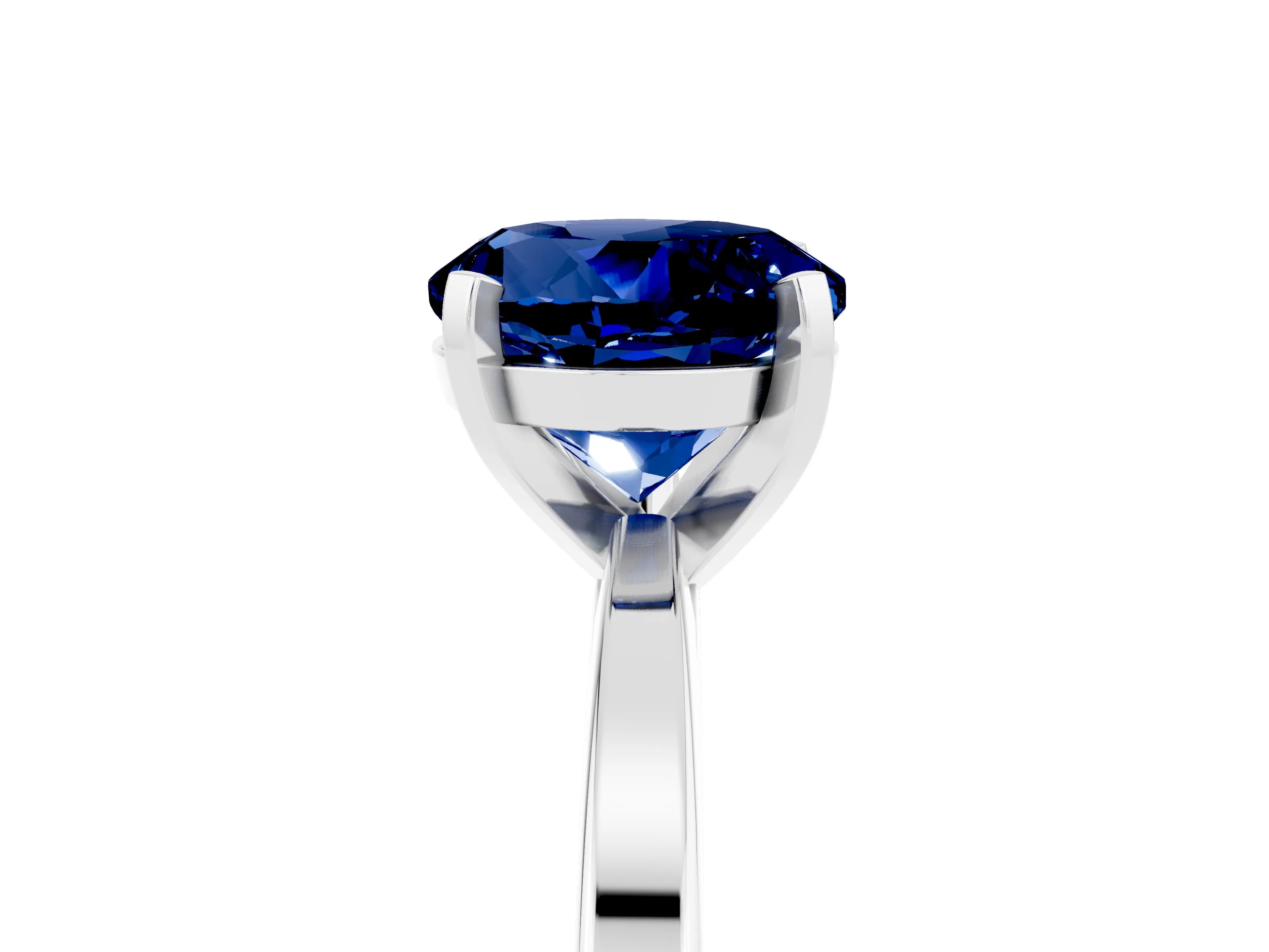 White gold Round Cut Blue Sapphire Solitaire Engagement Ring with Classic Band and Four-Prong Setting_29