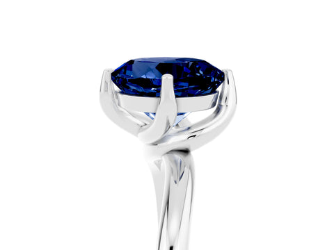 White gold Round Cut Blue Sapphire Solitaire Engagement Ring with Four-Prong Setting and Classic Band_17