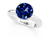 White gold Round Cut Blue Sapphire Solitaire Engagement Ring with Round Band and Four-Prong Setting_1