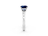 White gold Round Cut Blue Sapphire Solitaire Engagement Ring with Round Band and Four-Prong Setting_2