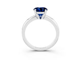 White gold Round Cut Blue Sapphire Solitaire Engagement Ring with Round Band and Four-Prong Setting_3