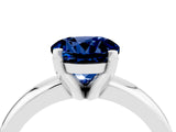 White gold Round Cut Blue Sapphire Solitaire Engagement Ring with Round Band and Four-Prong Setting_4