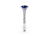 White gold Round Cut Blue Sapphire Solitaire Pavé Engagement Ring with Round Band and Prong Setting_14