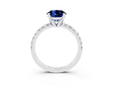 White gold Round Cut Blue Sapphire Solitaire Pavé Engagement Ring with Round Band and Prong Setting_15