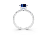 White gold Round Cut Blue Sapphire Solitaire Pavé Engagement Ring with Round Band and Prong Setting_69
