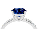 White gold Round Cut Blue Sapphire Solitaire Pavé Engagement Ring with Round Band and Prong Setting_70