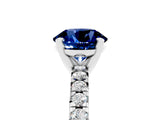 White gold Round Cut Blue Sapphire Solitaire Pavé Engagement Ring with Round Band and Prong Setting_71