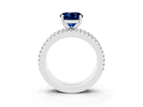 White gold Round Cut Blue Sapphire Solitaire Ring with Pavé and Channel Set Band_3