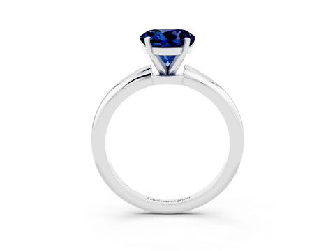 White gold Round Cut Blue Sapphire Solitaire Ring with Six-Prong Setting and Classic Band_15