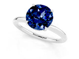 White gold Round Cut Blue Sapphire Solitaire Ring with Thin Band and Four-Prong Setting_13