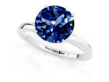 White gold Round Cut Blue Sapphire Solitaire Ring with Thin Band and Prong Setting_13