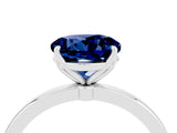 White gold Round Cut Blue Sapphire Solitaire Ring with Thin Band and Prong Setting_16