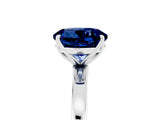 White gold Round Cut Blue Sapphire Solitaire Ring with Thin Band and Prong Setting_17