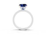 White gold Round Cut Blue Sapphire Solitaire Ring with Thin Band and Prong Setting_39