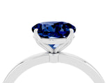 White gold Round Cut Blue Sapphire Solitaire Ring with Thin Band and Prong Setting_40