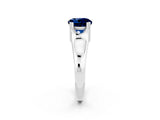 White gold Round Cut Blue Sapphire Solitaire Ring with Wide Band and Prong Setting_2