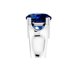 White gold Round Cut Blue Sapphire Solitaire Ring with Wide Band and Prong Setting_5