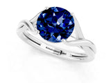 White gold Round Cut Blue Sapphire Solitaire Twist Band Prong Setting Ring_37