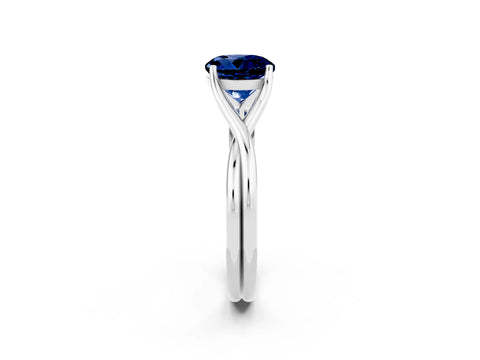 White gold Round Cut Blue Sapphire Solitaire Twist Band Prong Setting Ring_38