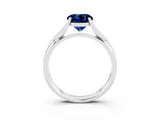 White gold Round Cut Blue Sapphire Solitaire Twist Band Prong Setting Ring_39