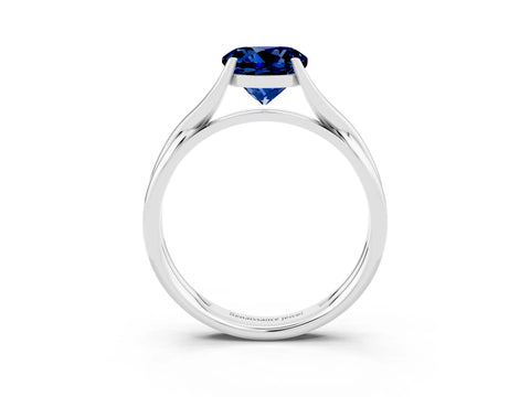 White gold Round Cut Blue Sapphire Solitaire Twist Band Prong Setting Ring_39