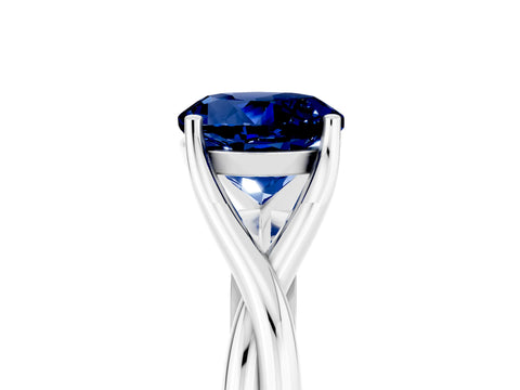 White gold Round Cut Blue Sapphire Solitaire Twist Band Prong Setting Ring_41