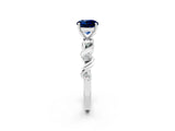 White gold Round Cut Blue Sapphire Solitaire Twisted Band with Round  Accents and Prong Setting_14