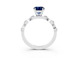 White gold Round Cut Blue Sapphire Solitaire Twisted Band with Round  Accents and Prong Setting_15