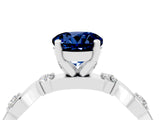 White gold Round Cut Blue Sapphire Solitaire Twisted Band with Round  Accents and Prong Setting_16