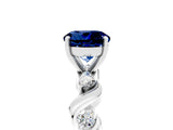 White gold Round Cut Blue Sapphire Solitaire Twisted Band with Round  Accents and Prong Setting_17