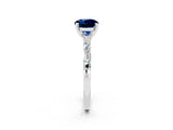 White gold Round Cut Blue Sapphire Solitaire with Side Baguettes and Channel Set Band_2