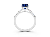 White gold Round Cut Blue Sapphire Solitaire with Side Baguettes and Channel Set Band_3