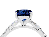 White gold Round Cut Blue Sapphire Solitaire with Side Baguettes and Channel Set Band_4