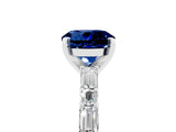 White gold Round Cut Blue Sapphire Solitaire with Side Baguettes and Channel Set Band_5