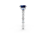 White gold Round Cut Blue Sapphire Solitaire with Side Stones, Pave Band, Four-Prong Setting_26