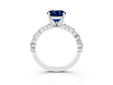 White gold Round Cut Blue Sapphire Solitaire with Side Stones, Pave Band, Four-Prong Setting_27