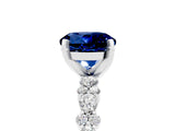 White gold Round Cut Blue Sapphire Solitaire with Side Stones, Pave Band, Four-Prong Setting_29