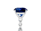 White gold Round Cut Blue Sapphire Solitaire with Side Stones on a Pavé Band and Four-Prong Setting_5