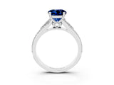 White gold Round Cut Blue Sapphire Split Shank Engagement Ring with Pavé Band_3