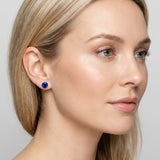 10K White Gold 0.92 Carat Round Blue Sapphire Stud Earrings