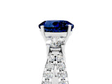 White gold Round Cut Blue Sapphire Three-Stone Ring with Pavé Split Shank and Four-Prong Setting_5