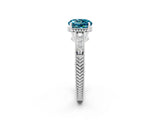 White gold Round Cut Blue Topaz Engagement Ring with Milgrain Channel Set Band and Prong Setting_2